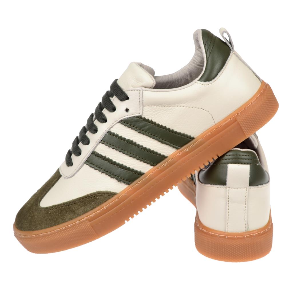 Floor Hakiki Deri Kadın Spor Ayakkabı Sneaker MAK-3020   BEJ HAKİ