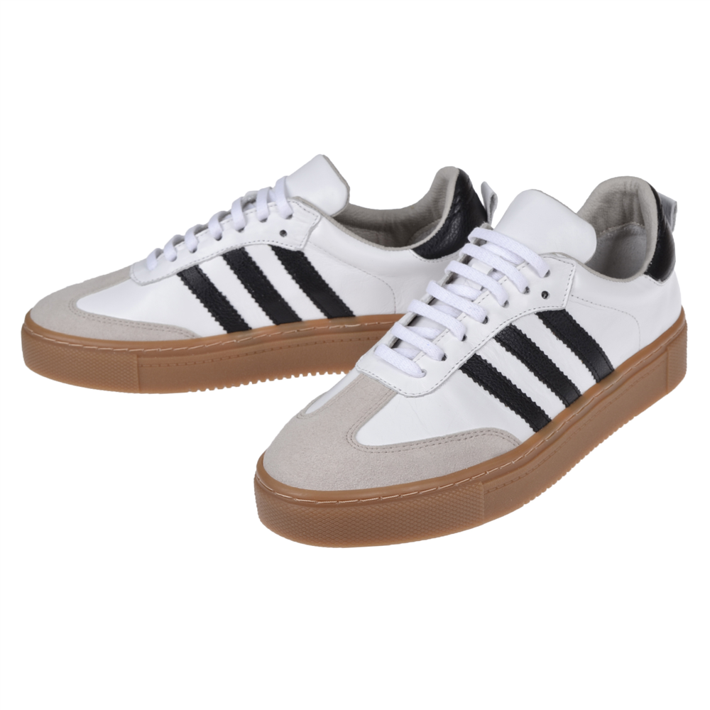 Floor Hakiki Deri Kadın Spor Ayakkabı Sneaker MAK-3020   BEYAZ SİYAH