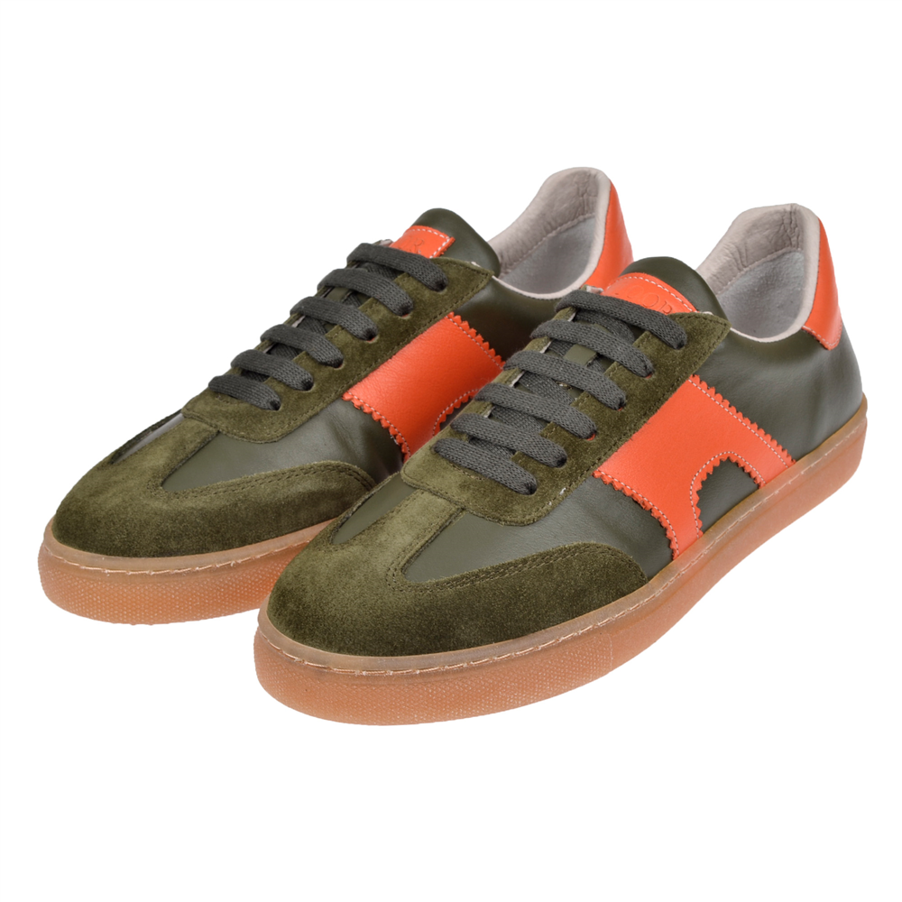 Floor Hakiki Deri Kadın Spor Ayakkabı Sneaker MAK-5120 HAKİ ORANGE