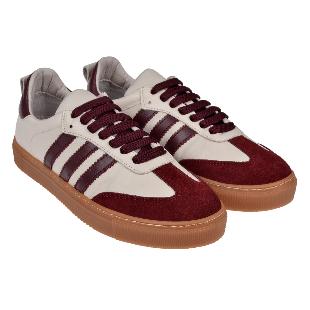 Floor Hakiki Deri Kadın Spor Ayakkabı Sneaker MAK-3020 BORDO