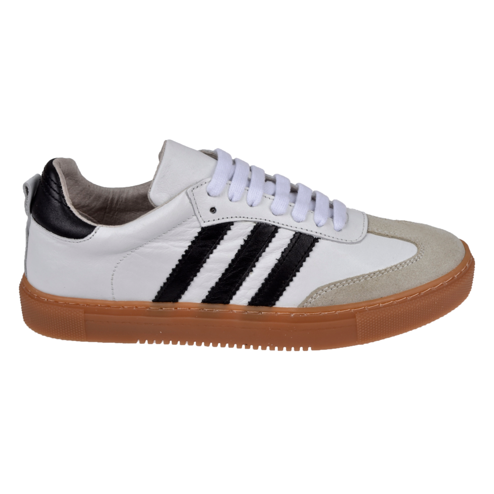 Floor Hakiki Deri Kadın Spor Ayakkabı Sneaker MAK-3020 BEYAZ SİYAH