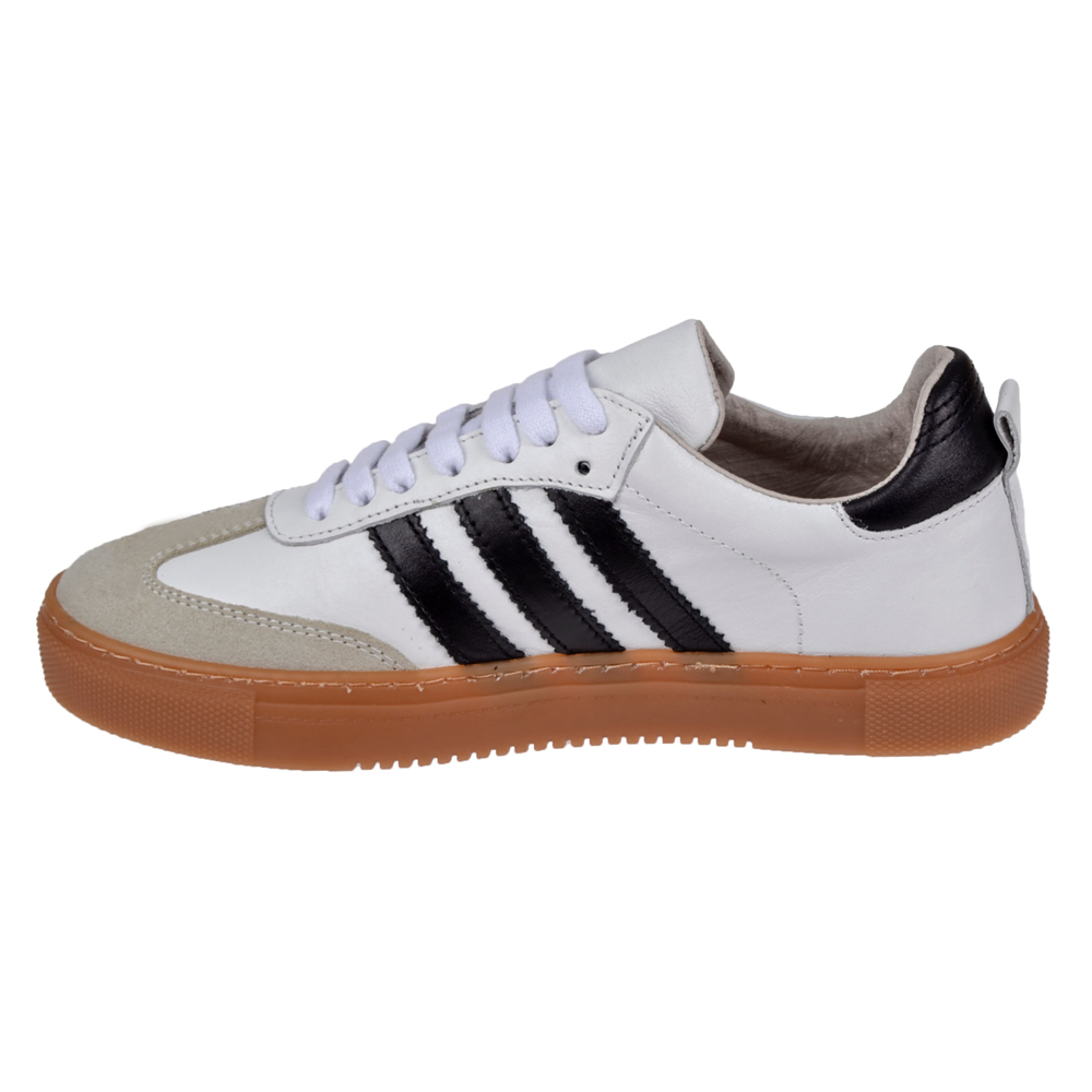 Floor Hakiki Deri Kadın Spor Ayakkabı Sneaker MAK-3020 BEYAZ SİYAH