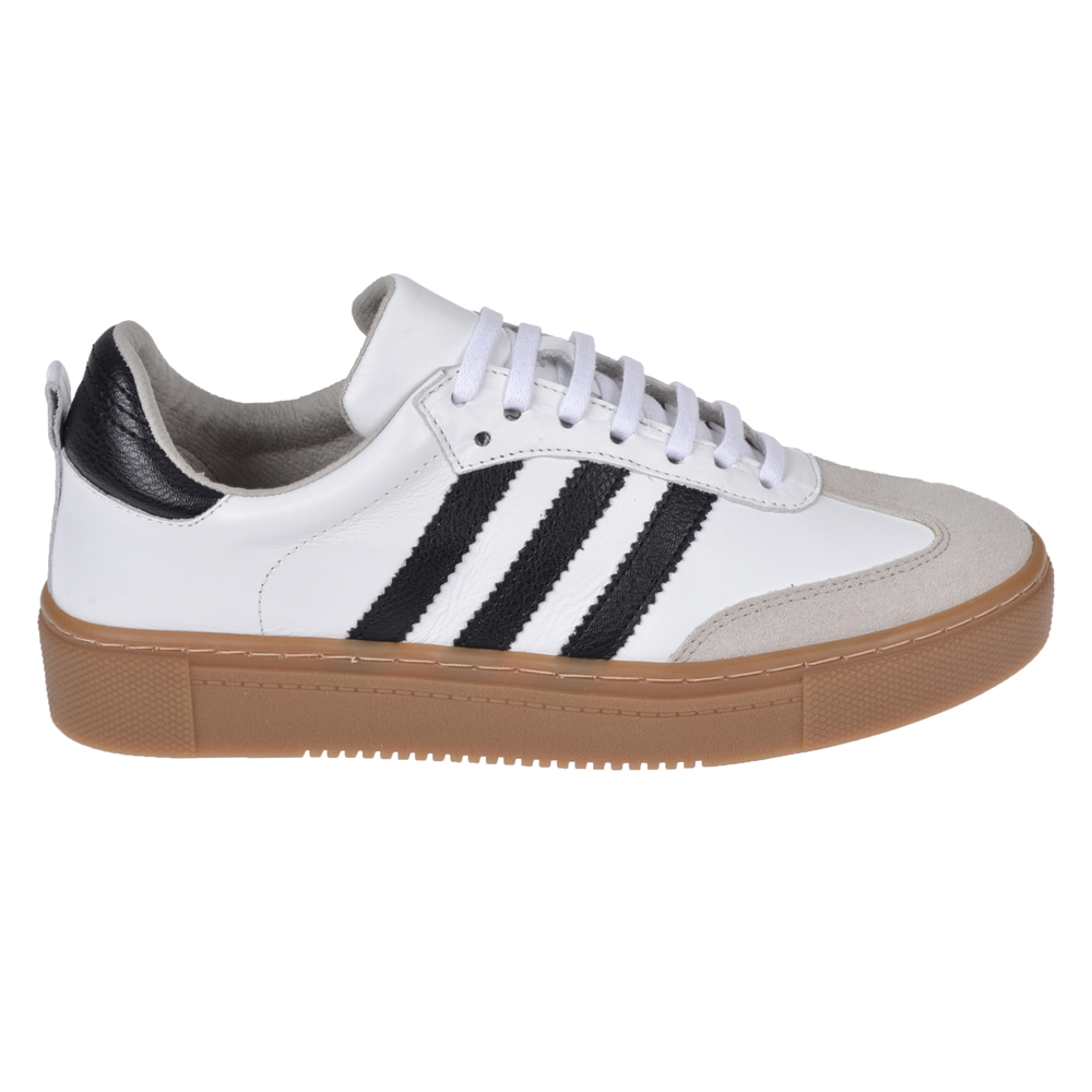 Floor Hakiki Deri Kadın Spor Ayakkabı Sneaker MAK-3020   BEYAZ SİYAH