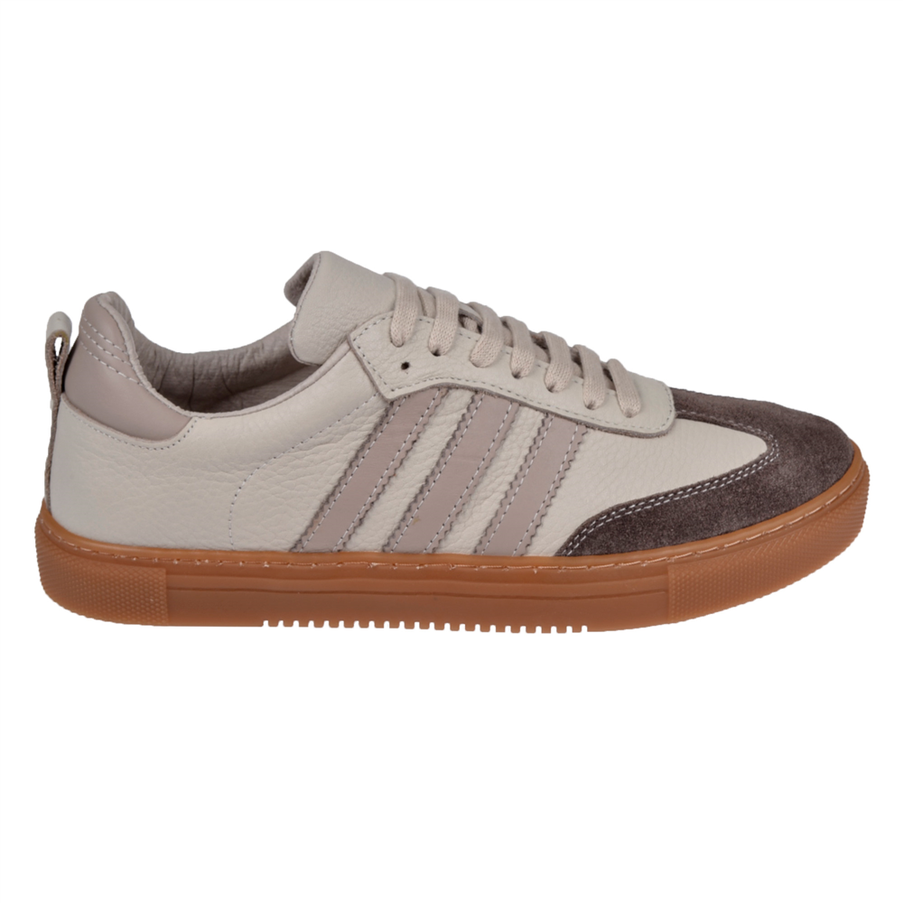 Floor Hakiki Deri Kadın Spor Ayakkabı Sneaker MAK-3020 VİZON