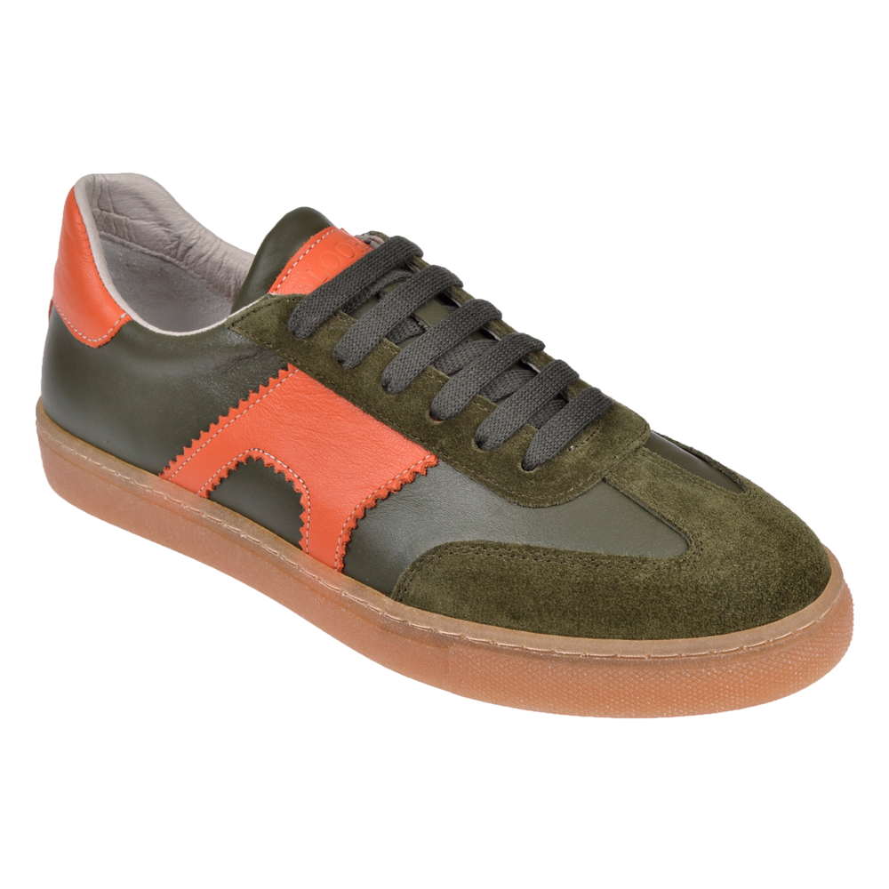 Floor Hakiki Deri Kadın Spor Ayakkabı Sneaker MAK-5120 HAKİ ORANGE