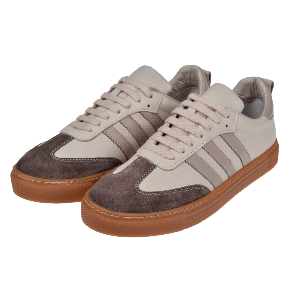 Floor Hakiki Deri Kadın Spor Ayakkabı Sneaker MAK-3020 VİZON