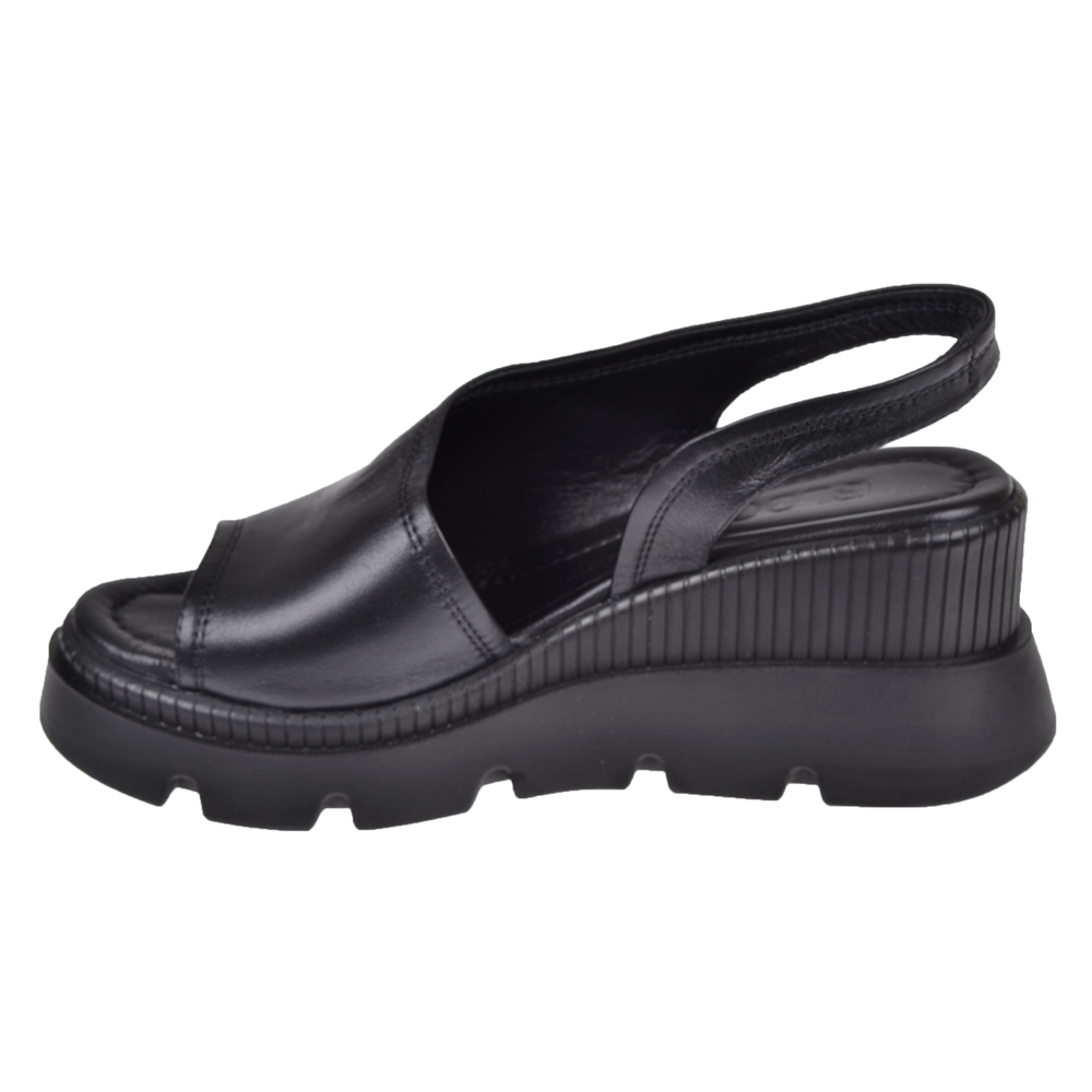 Floor Hakiki Deri Kalın Taban Kadın Sandalet MAK-2008   SİYAH