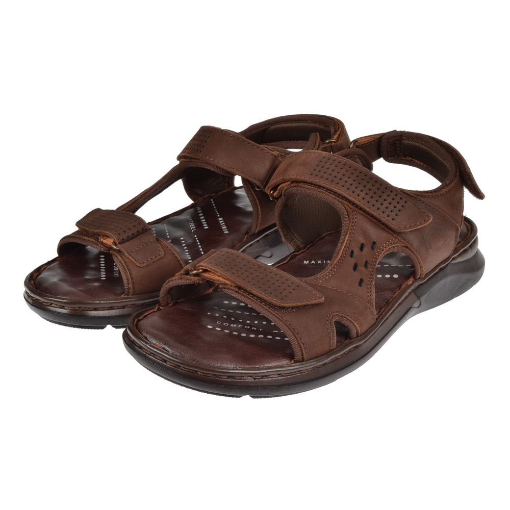 Forelli Hakiki Deri Comfort Cırtlı Erkek Sandalet FOR-40526 KAHVE NUBUK