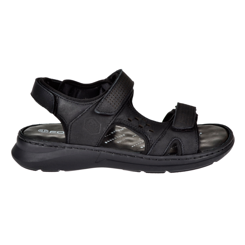 Forelli Hakiki Deri Comfort Cırtlı Erkek Sandalet FOR-40526 SİYAH NUBUK