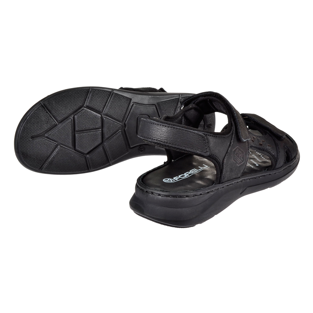Forelli Hakiki Deri Comfort Cırtlı Erkek Sandalet FOR-40526 SİYAH NUBUK