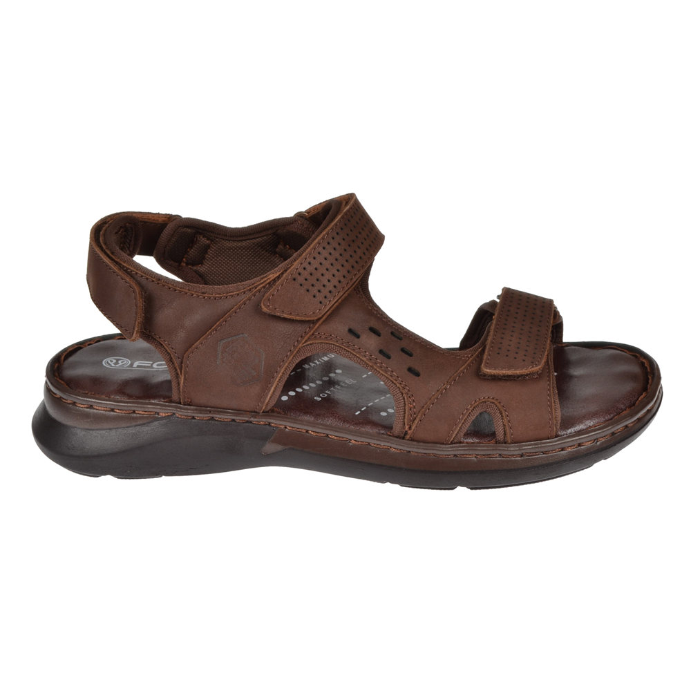 Forelli Hakiki Deri Comfort Cırtlı Erkek Sandalet FOR-40526 KAHVE NUBUK