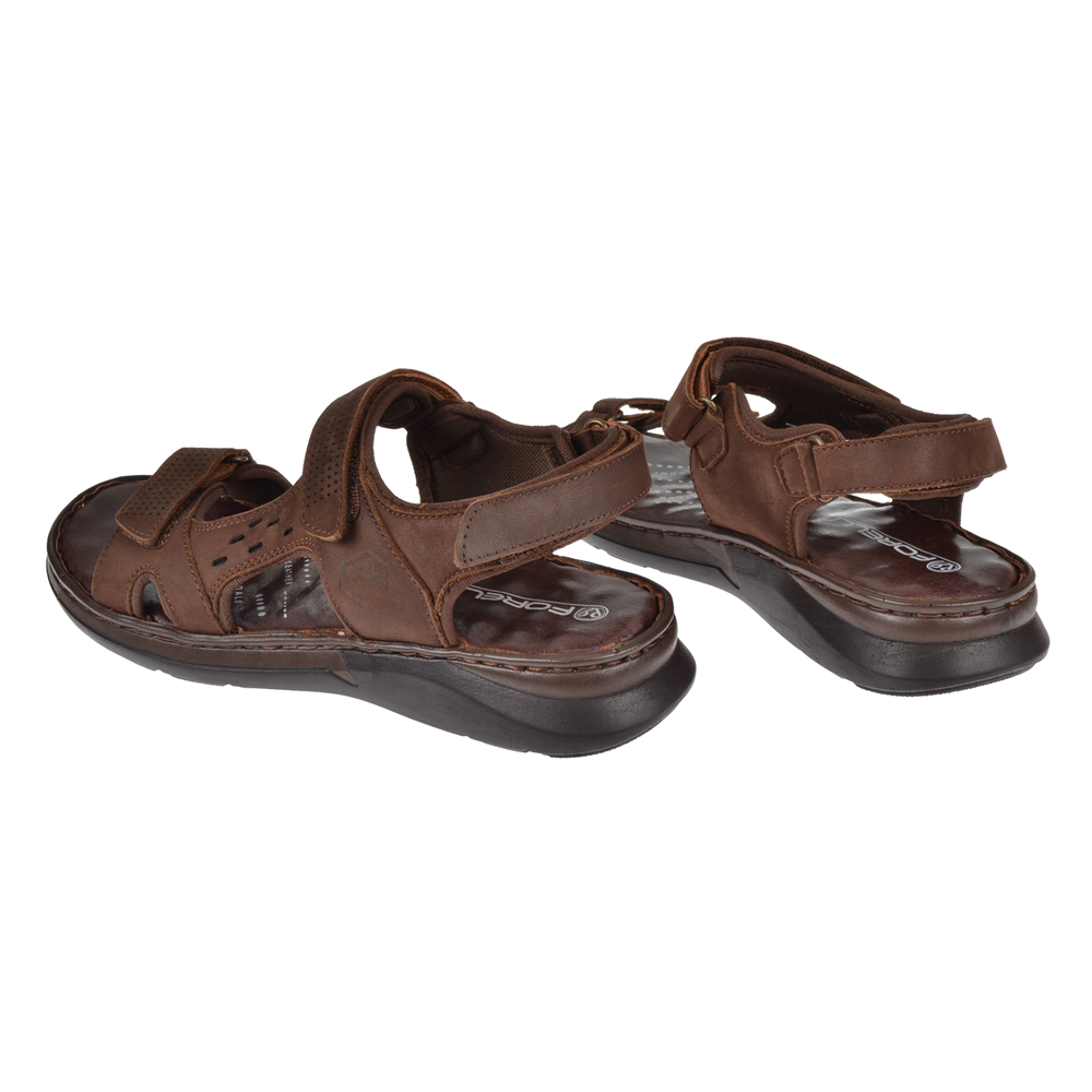 Forelli Hakiki Deri Comfort Cırtlı Erkek Sandalet FOR-40526 KAHVE NUBUK