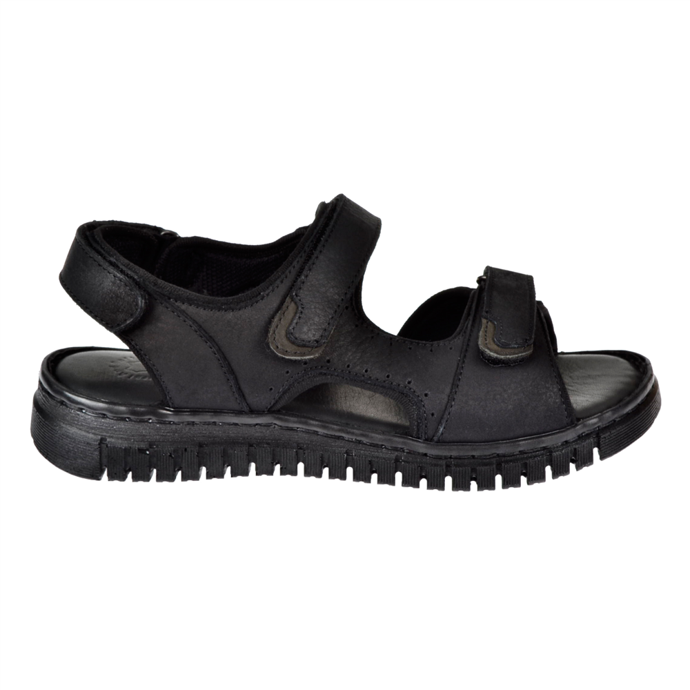 Forelli Hakiki Deri Comfort Cırtlı Kadın Sandalet ARYA FOR-38506 SİYAH NUBUK