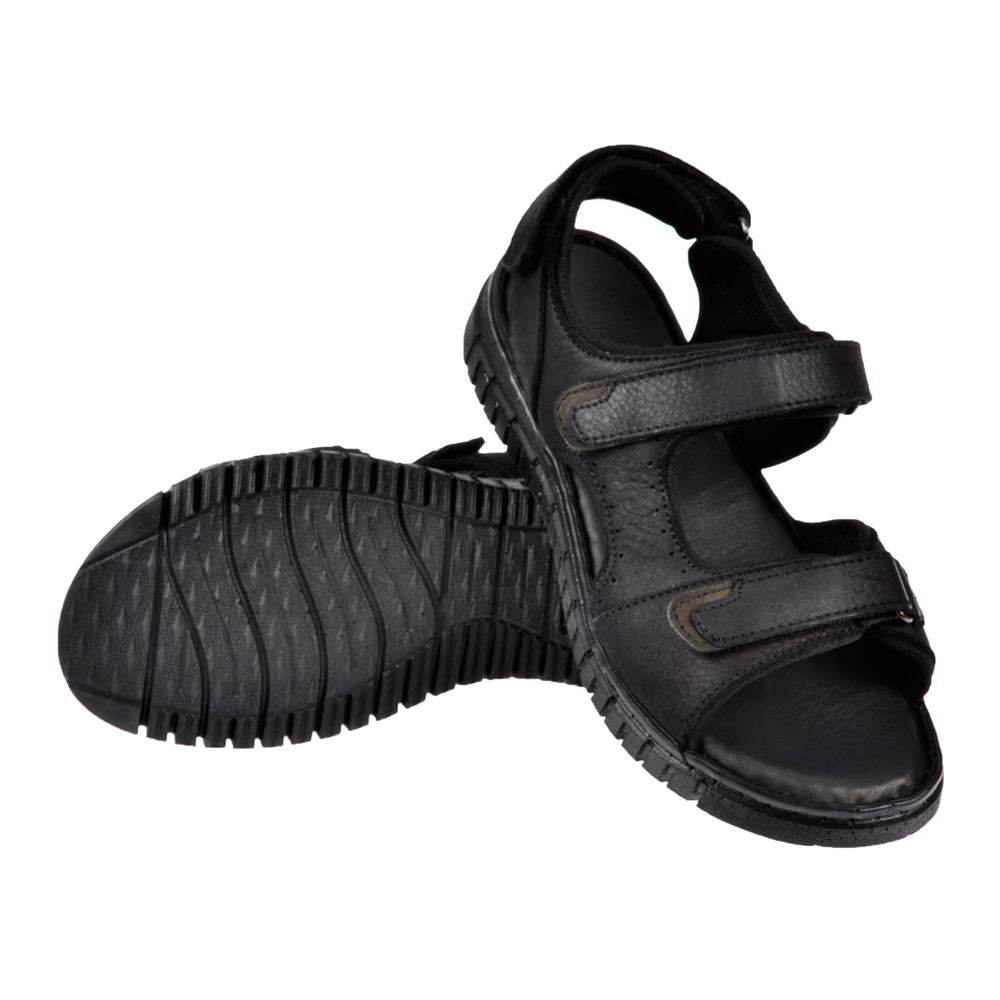 Forelli Hakiki Deri Comfort Cırtlı Kadın Sandalet ARYA FOR-38506 SİYAH NUBUK