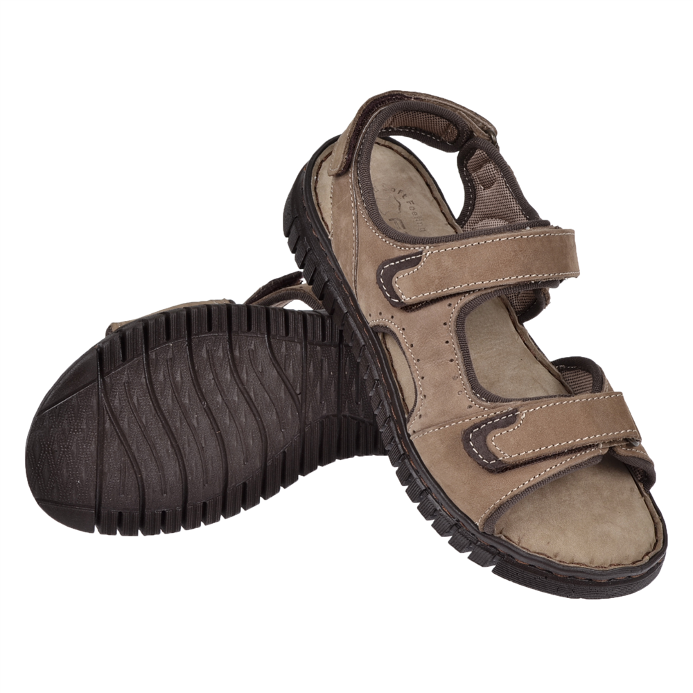 Forelli Hakiki Deri Comfort Cırtlı Kadın Sandalet ARYA FOR-38506 KUM NUBUK
