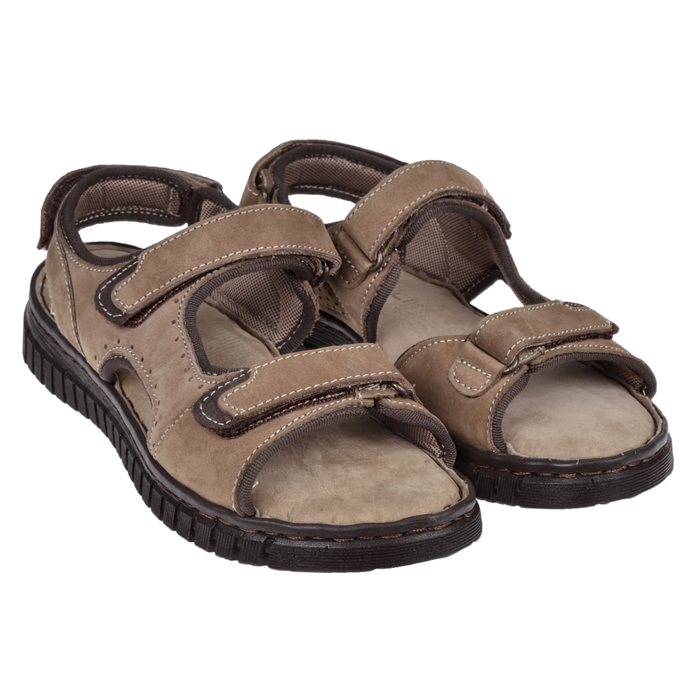 Forelli Hakiki Deri Comfort Cırtlı Kadın Sandalet ARYA FOR-38506 KUM NUBUK