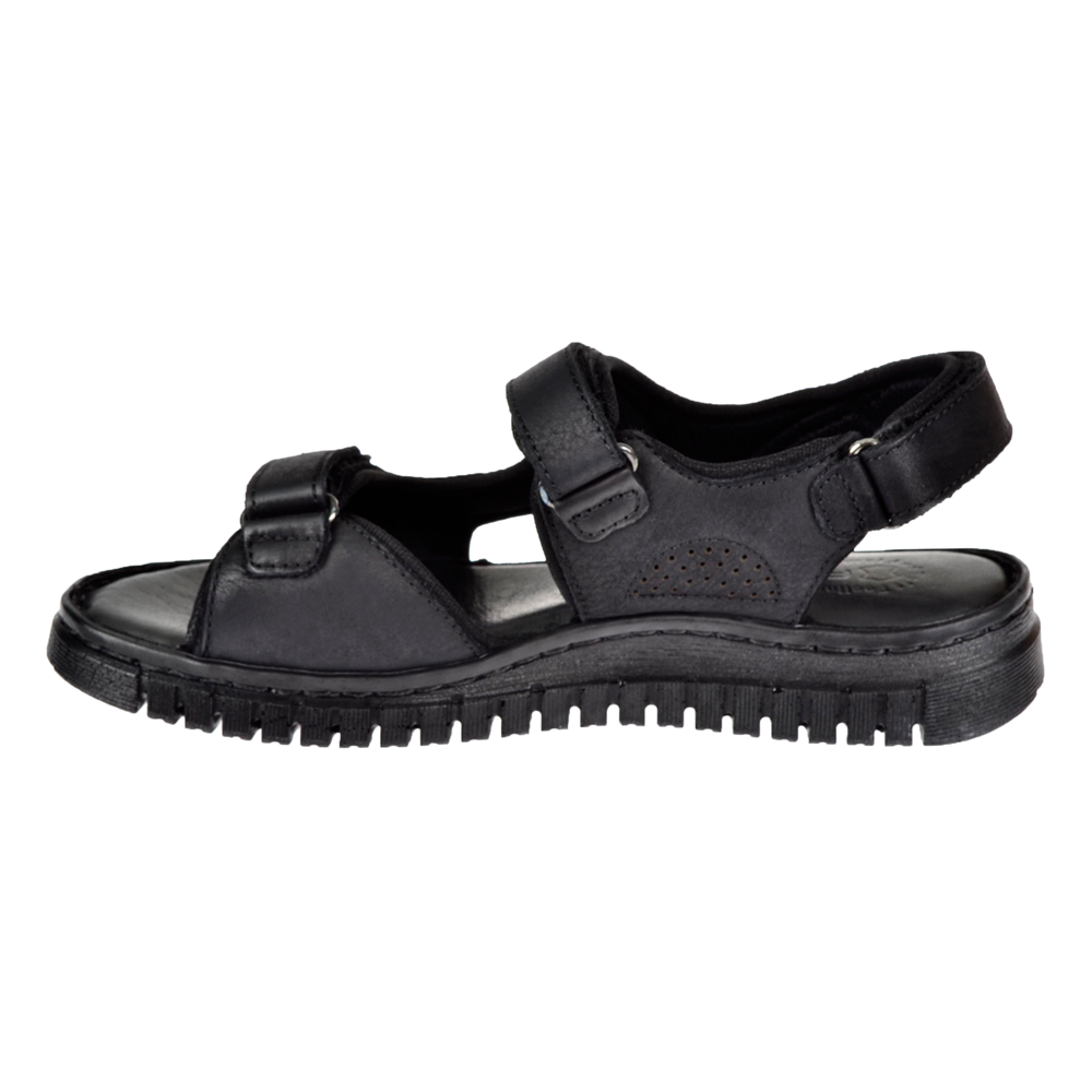Forelli Hakiki Deri Comfort Cırtlı Kadın Sandalet ARYA FOR-38506 SİYAH NUBUK