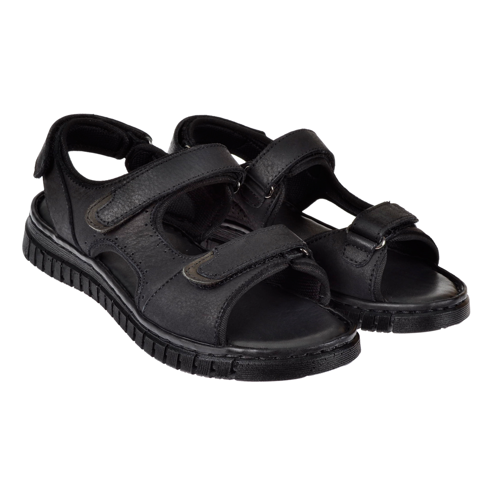 Forelli Hakiki Deri Comfort Cırtlı Kadın Sandalet ARYA FOR-38506 SİYAH NUBUK