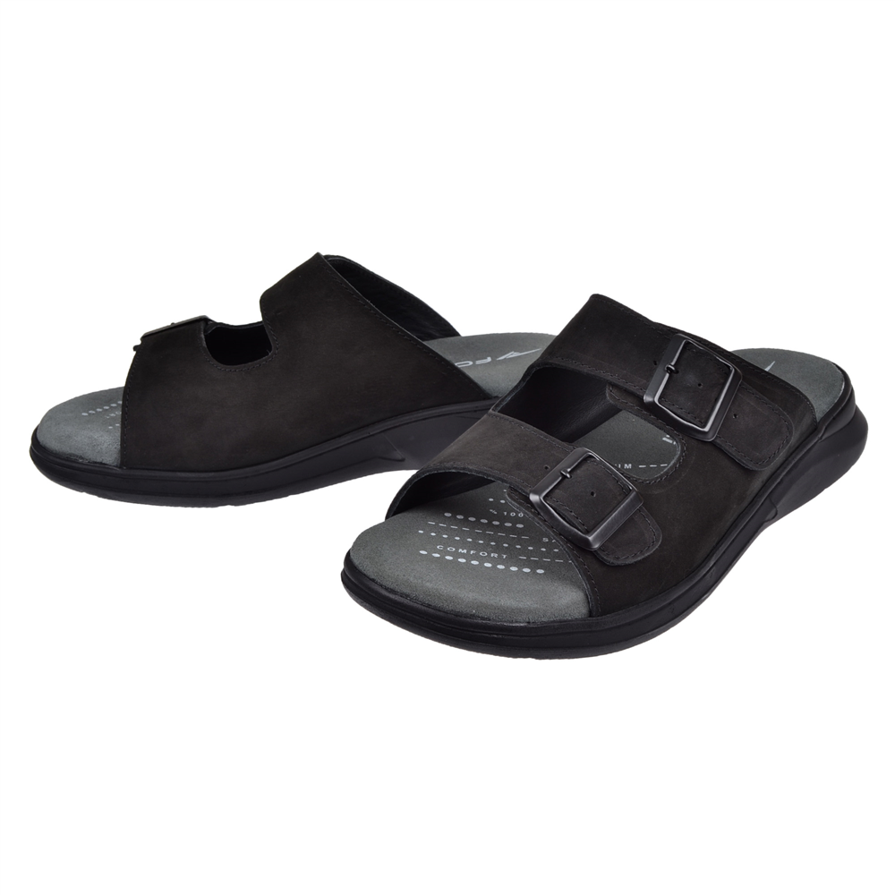 Forelli Hakiki Deri Comfort Erkek Terlik FOR-EJDER SİYAH NUBUK
