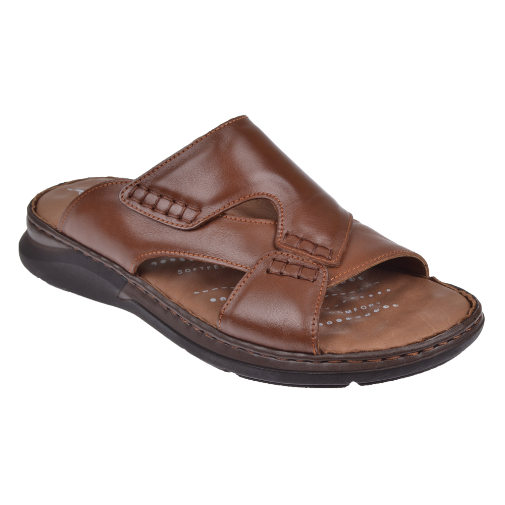 Forelli Hakiki Deri Comfort Erkek Terlik FOR-TUNA TABA