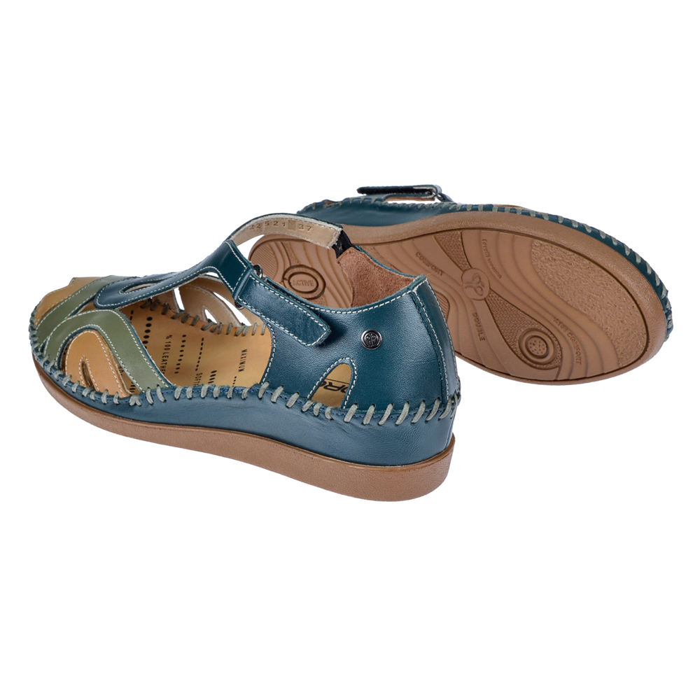 Forelli Hakiki Deri Comfort Kadın Sandalet FOR-22521 KOT MAVİ