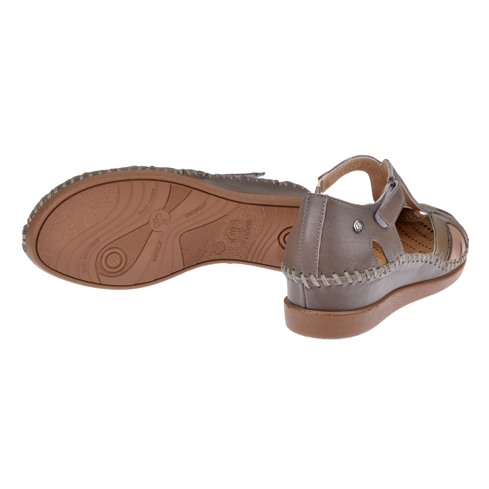 Forelli Hakiki Deri Comfort Kadın Sandalet FOR-22521 VİZON