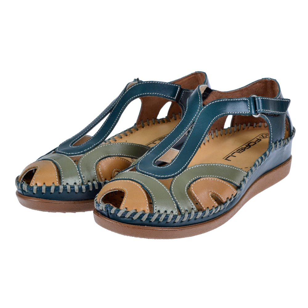 Forelli Hakiki Deri Comfort Kadın Sandalet FOR-22521 KOT MAVİ