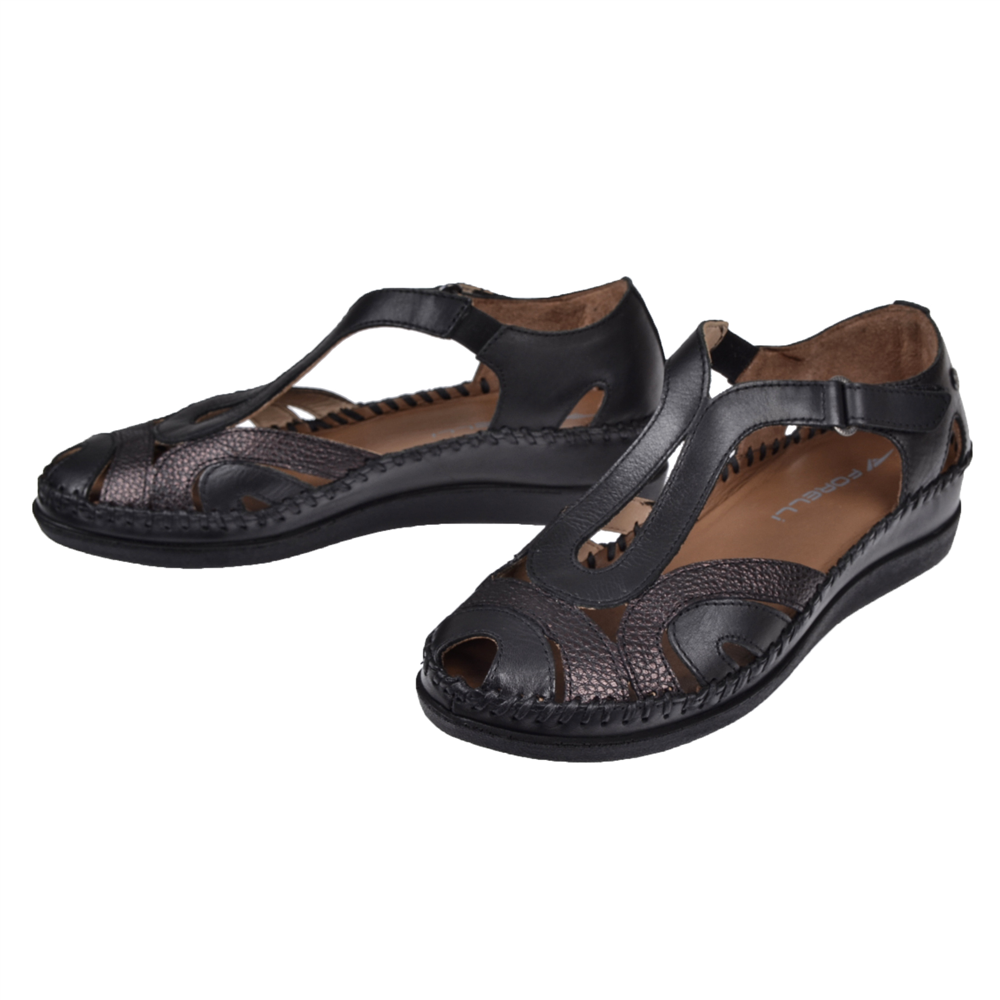 Forelli Hakiki Deri Comfort Kadın Sandalet FOR-22521   SİYAH BASKI