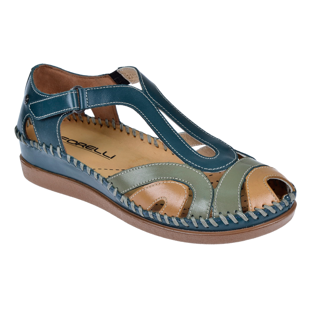 Forelli Hakiki Deri Comfort Kadın Sandalet FOR-22521 KOT MAVİ
