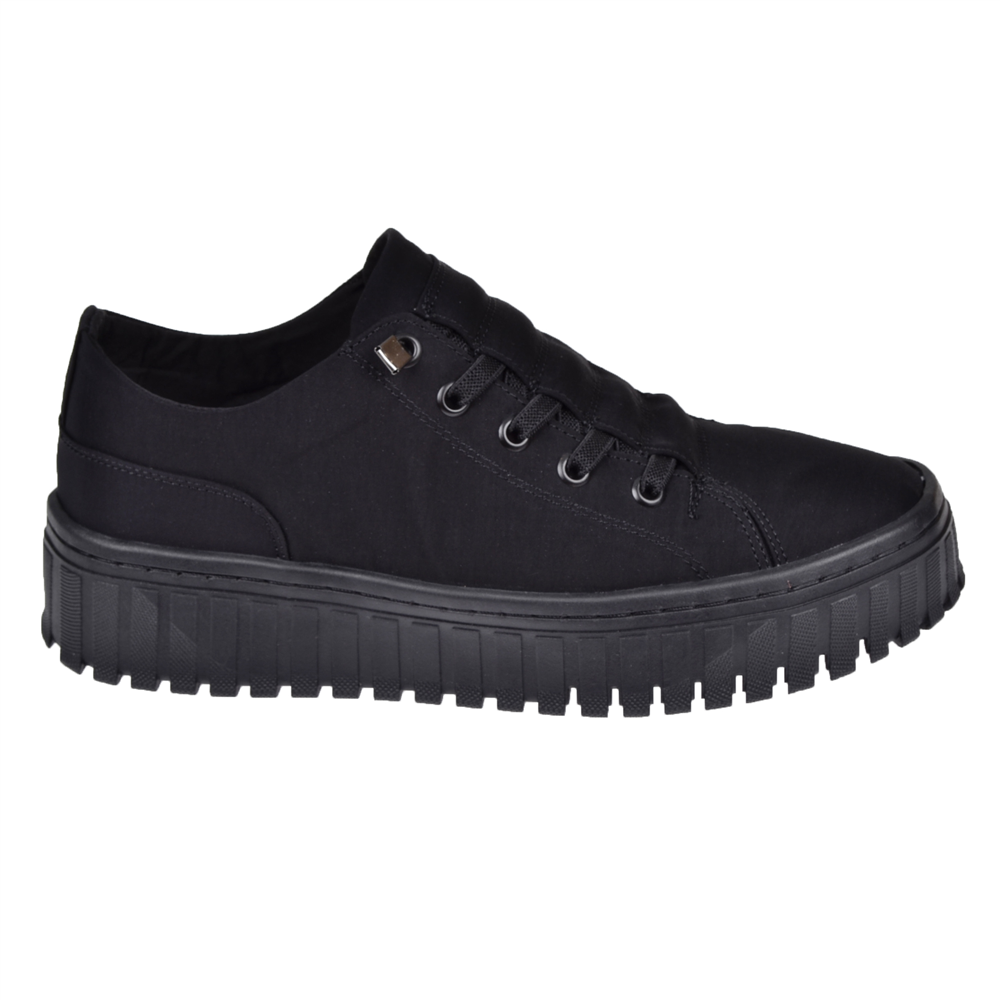 Gamelu Kalın Taban Kadın Spor Ayakkabı Sneaker EK-CANVAS-Z SİYAH