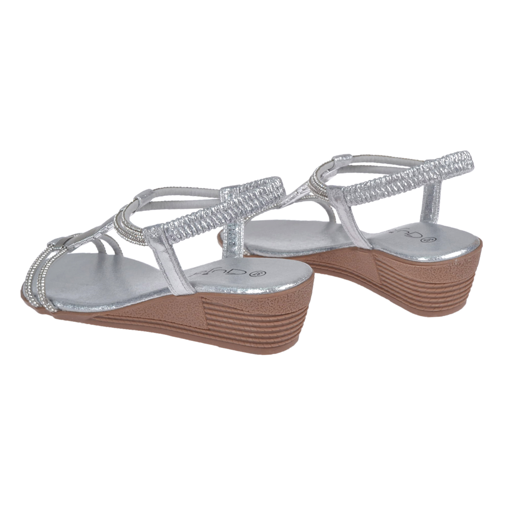 Guja Dolgu Taban Taşlı Kadın Sandalet GJ-1451 GÜMÜŞ
