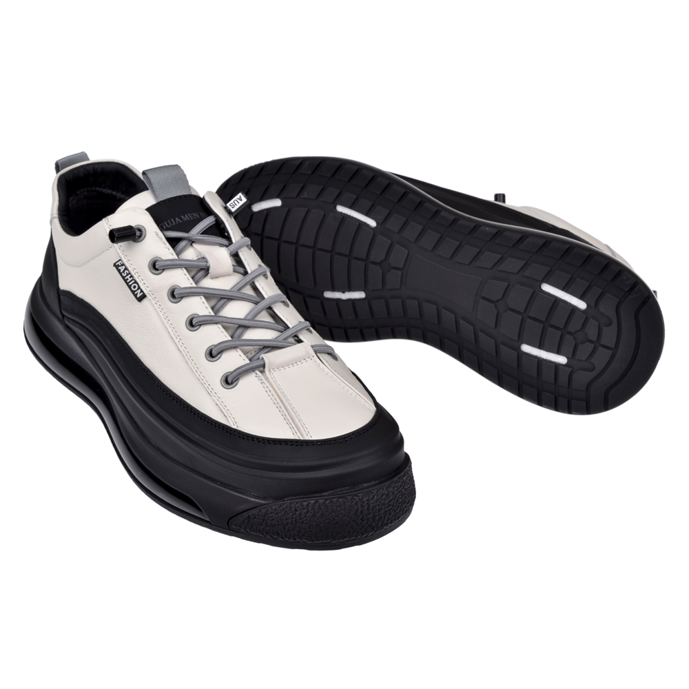 Guja Hakiki Deri Erkek Spor Ayakkabı Sneaker GJ-26K500-1 BEYAZ