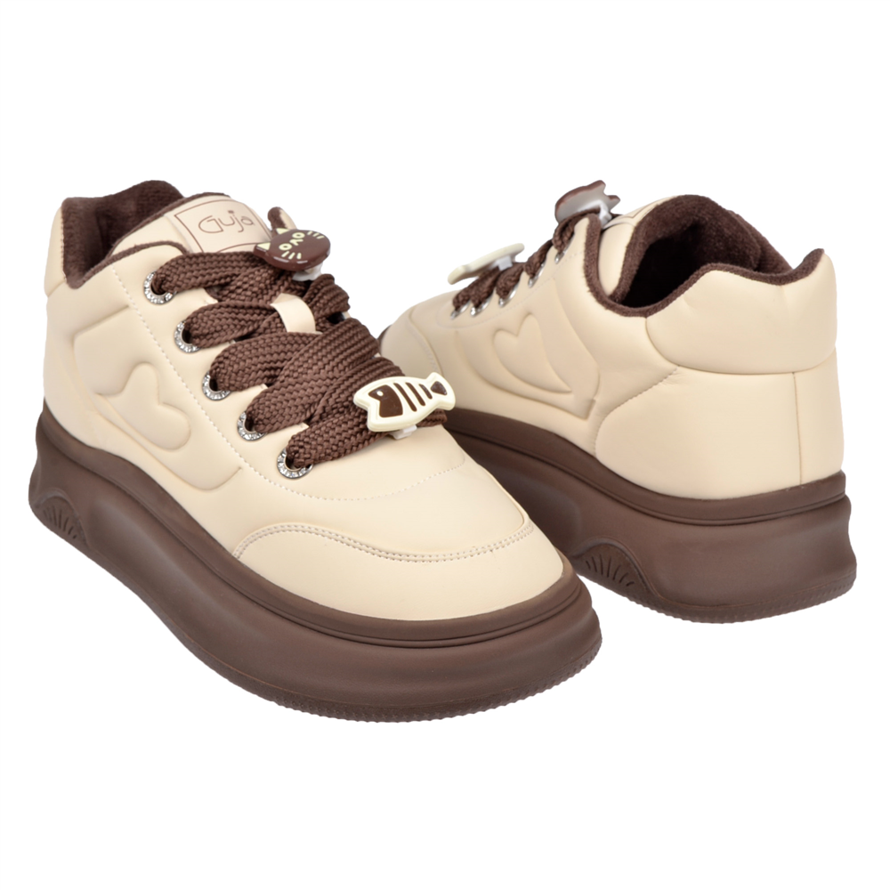 Guja İçi Polar Kadın Spor Ayakkabı Sneaker GJ-25K421 BEJ