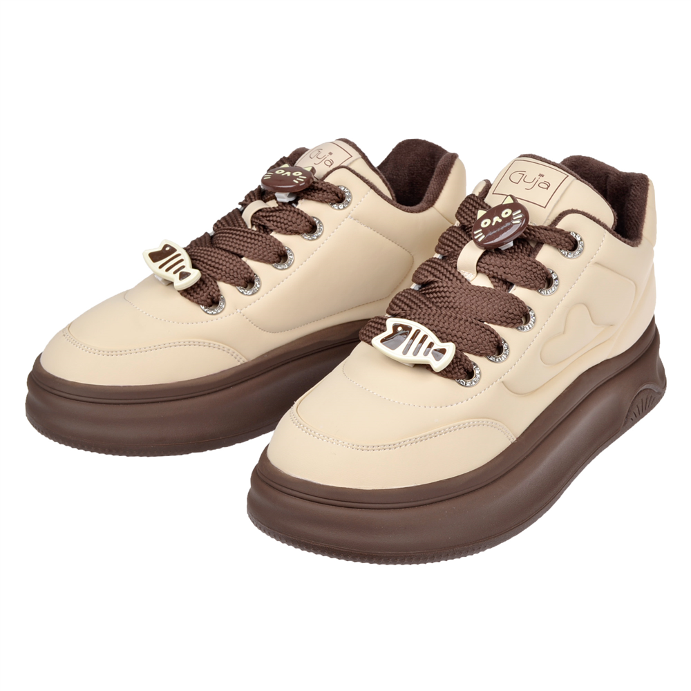 Guja İçi Polar Kadın Spor Ayakkabı Sneaker GJ-25K421 BEJ