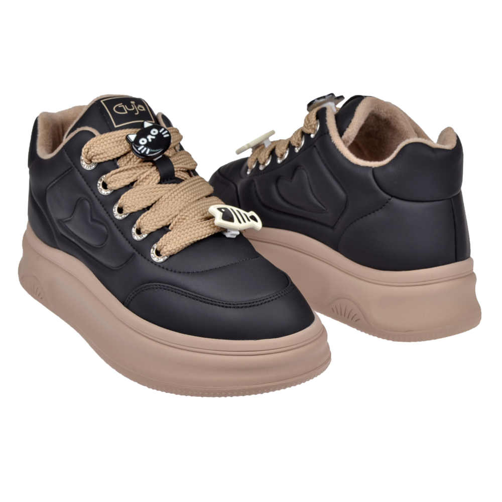 Guja İçi Polar Kadın Spor Ayakkabı Sneaker GJ-25K421 SİYAH
