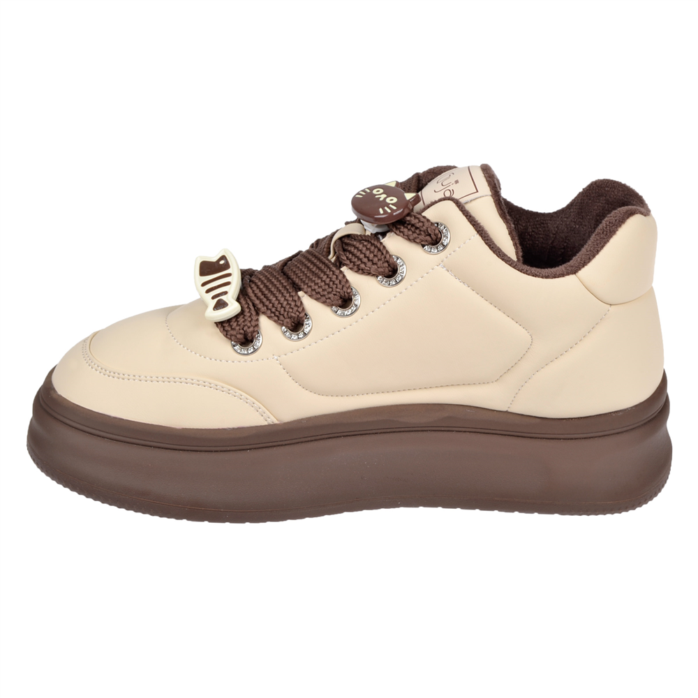 Guja İçi Polar Kadın Spor Ayakkabı Sneaker GJ-25K421 BEJ