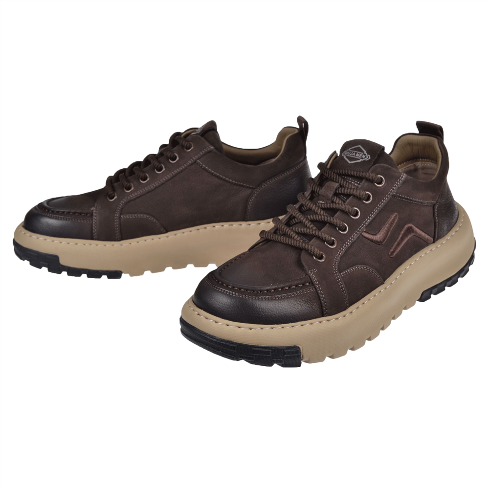 Guja Nubuk Deri Hafif Taban Erkek Spor Ayakkabı Sneaker GJ-25K552 KAHVE NUBUK