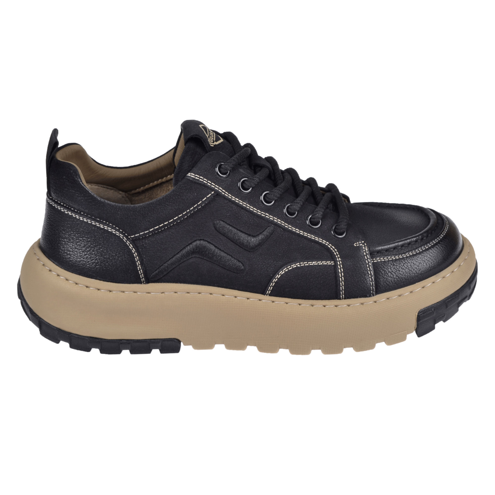 Guja Nubuk Deri Hafif Taban Erkek Spor Ayakkabı Sneaker GJ-25K552 SİYAH NUBUK