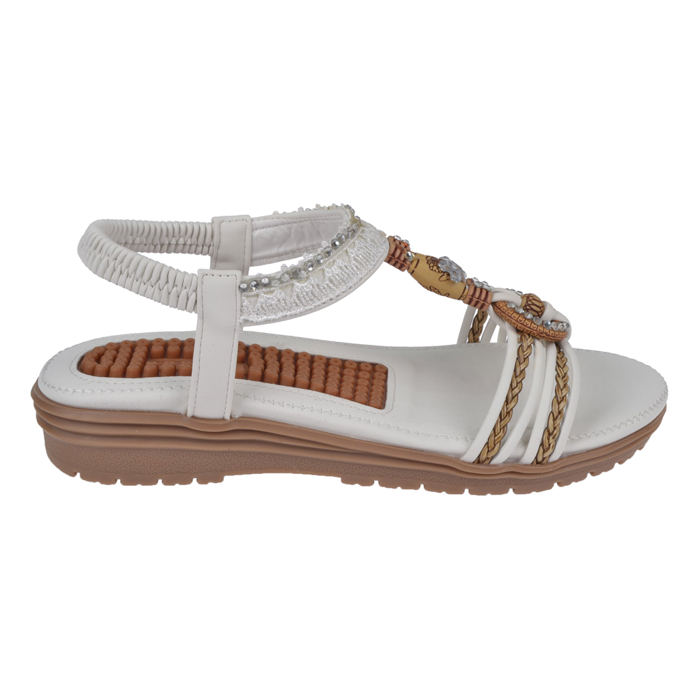 Guja Taş Detaylı Comfort Kadın Sandalet GJ-24Y120-4 BEYAZ