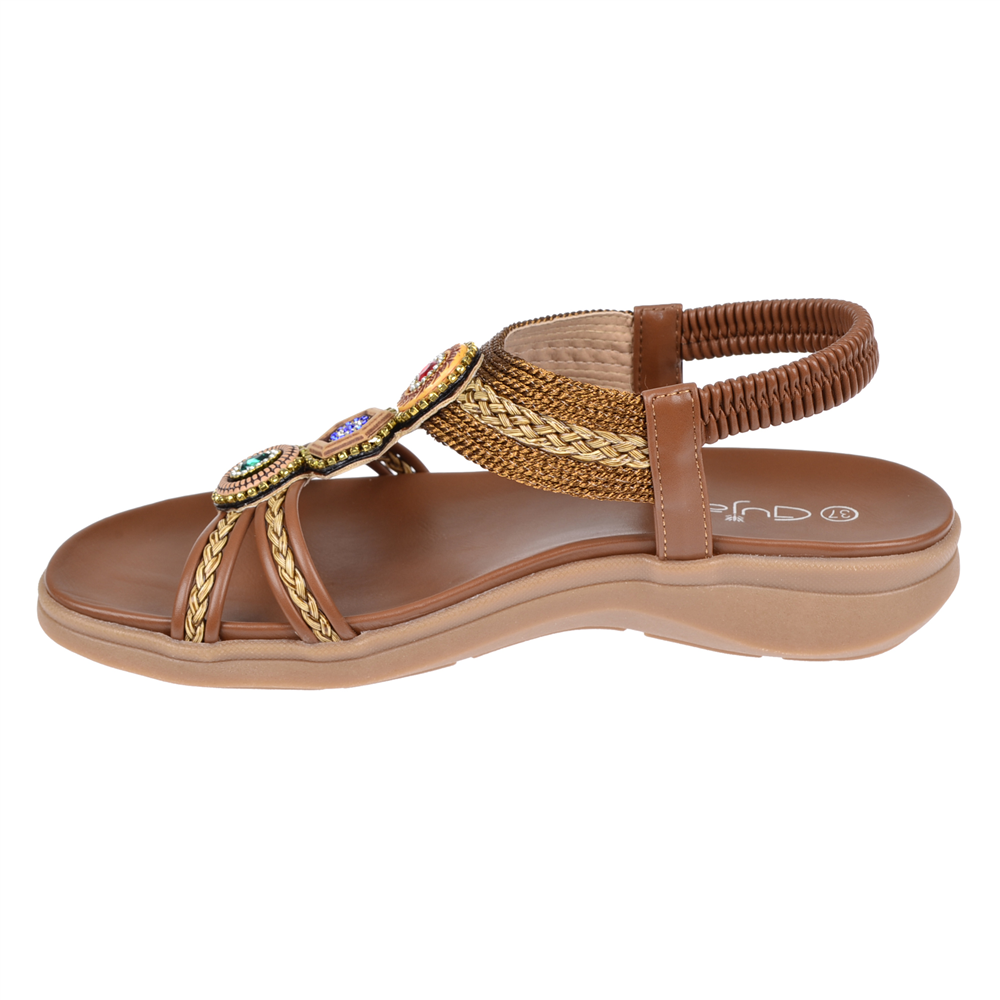 Guja Taş Detaylı Comfort Kadın Sandalet GJ-26Y24015 KAHVE