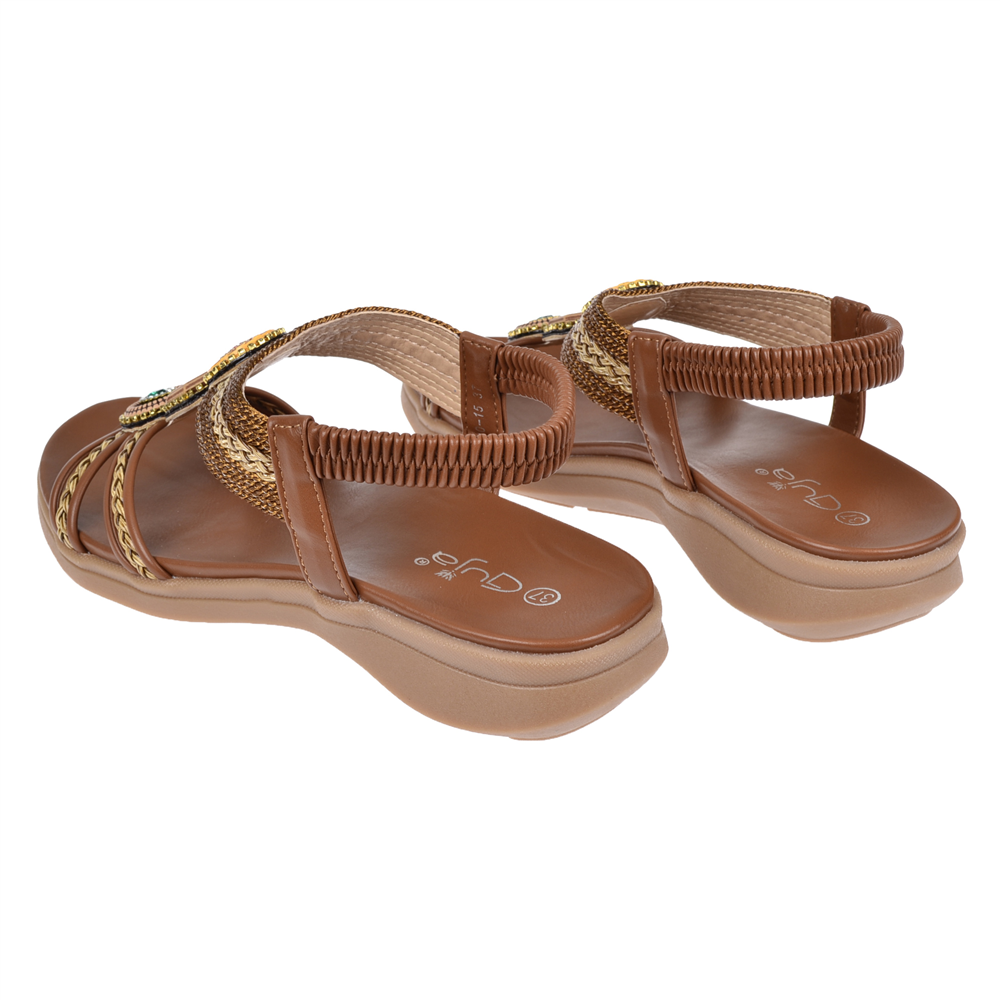 Guja Taş Detaylı Comfort Kadın Sandalet GJ-26Y24015 KAHVE
