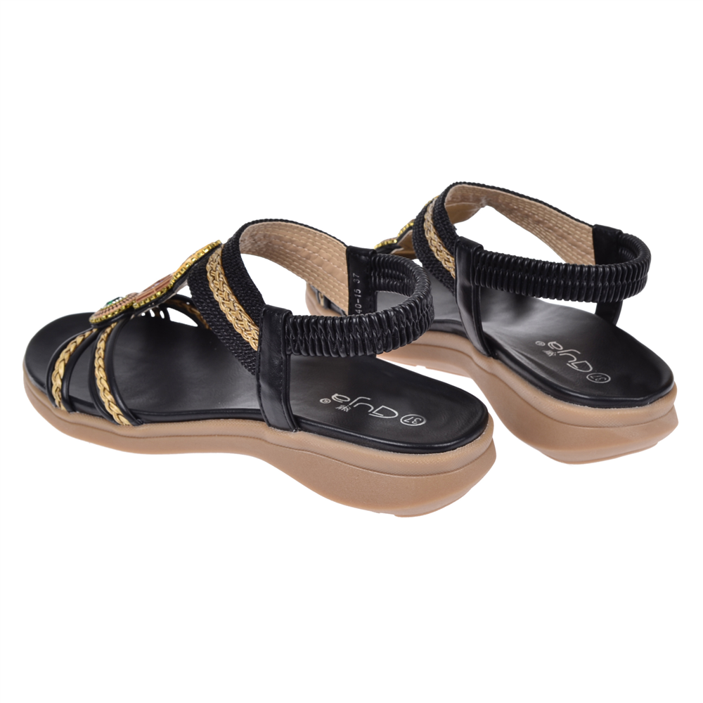 Guja Taş Detaylı Comfort Kadın Sandalet GJ-26Y24015 SİYAH