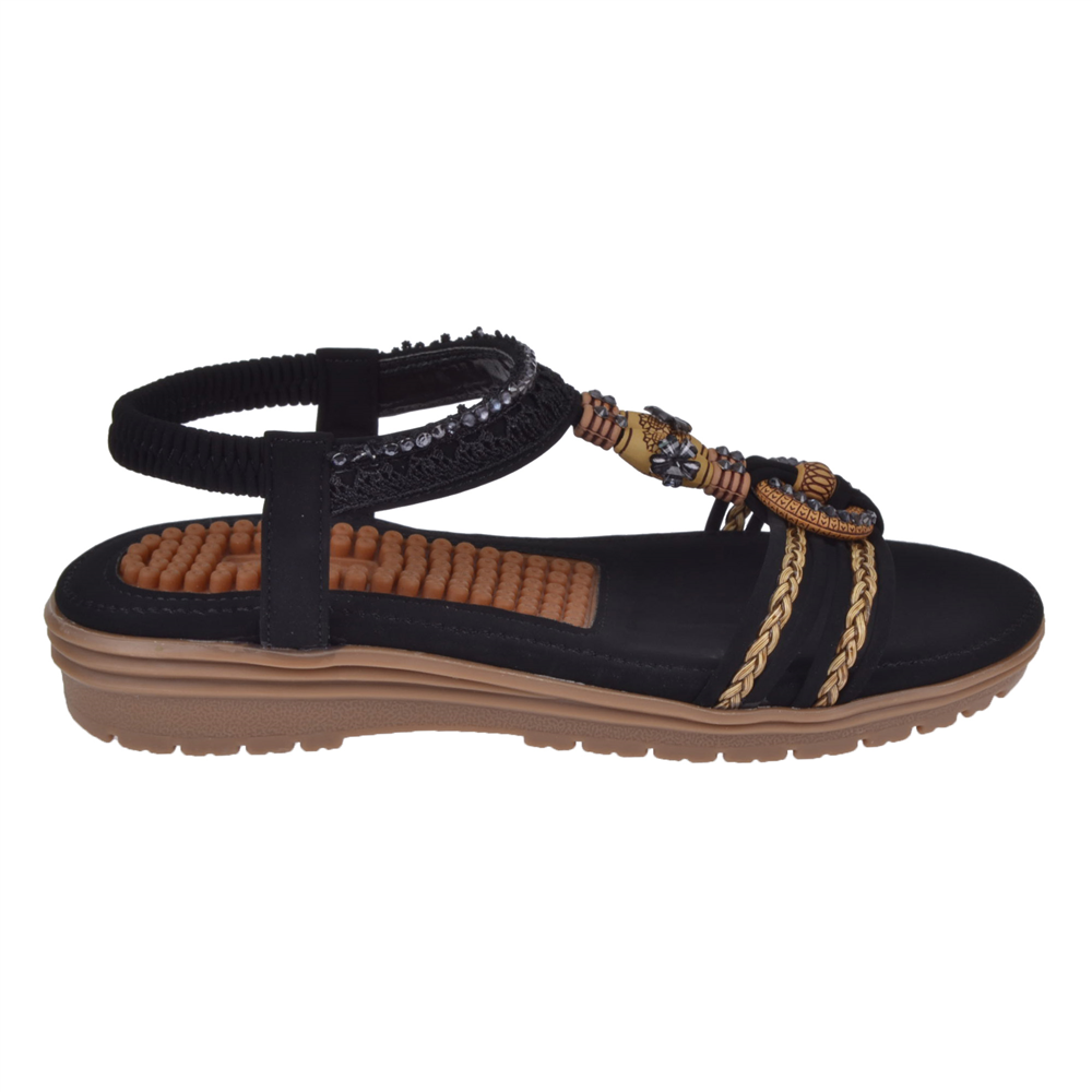 Guja Taş Detaylı Comfort Kadın Sandalet GJ-24Y120-4 SİYAH