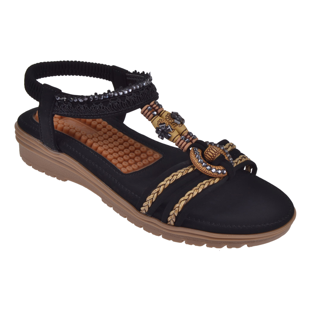 Guja Taş Detaylı Comfort Kadın Sandalet GJ-24Y120-4 SİYAH