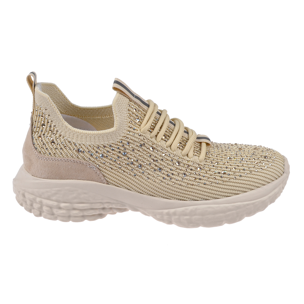 Guja Taşlı Triko Kadın Spor Ayakkabı Sneaker GJ-320 BEJ