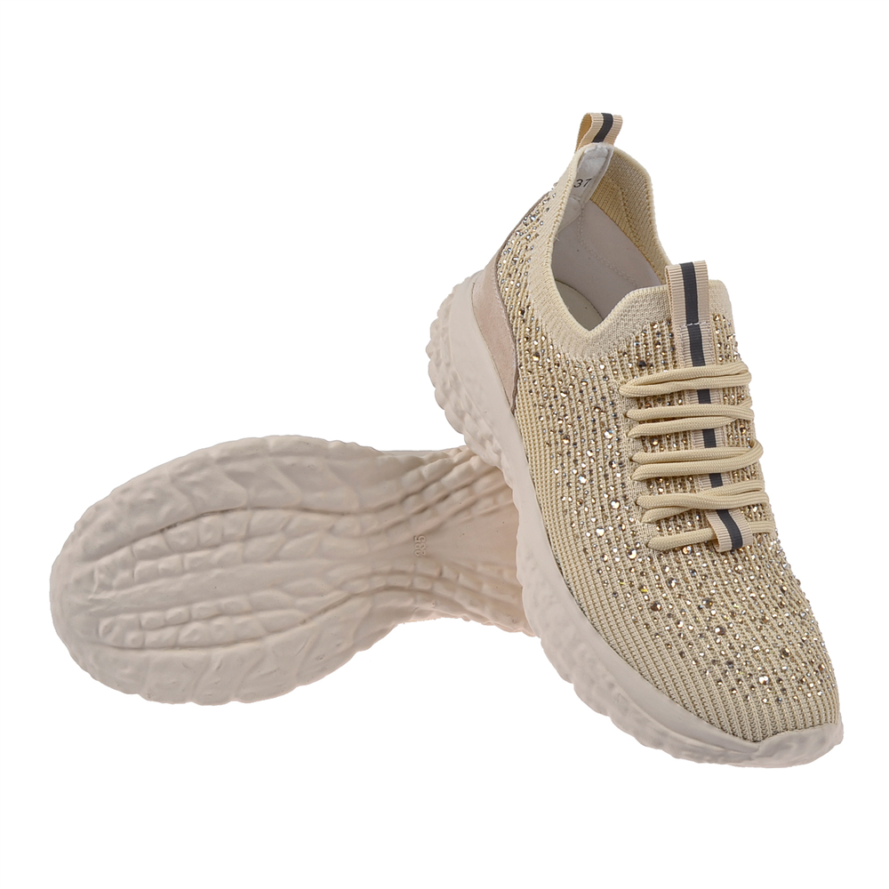 Guja Taşlı Triko Kadın Spor Ayakkabı Sneaker GJ-320 BEJ