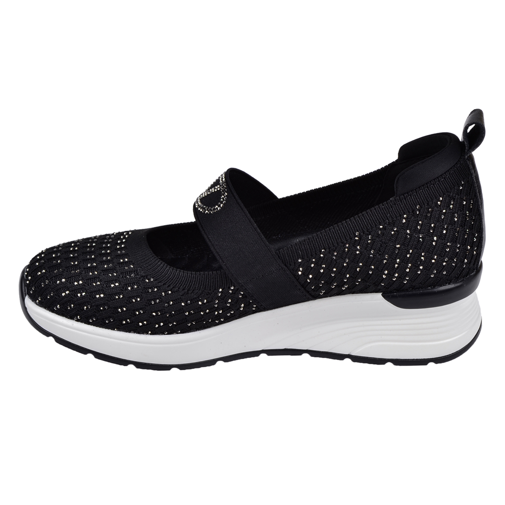 Guja Taşlı Üzeri Lastikli Triko Kadın Spor Ayakkabı Sneaker GJ-26Y3052 SİYAH