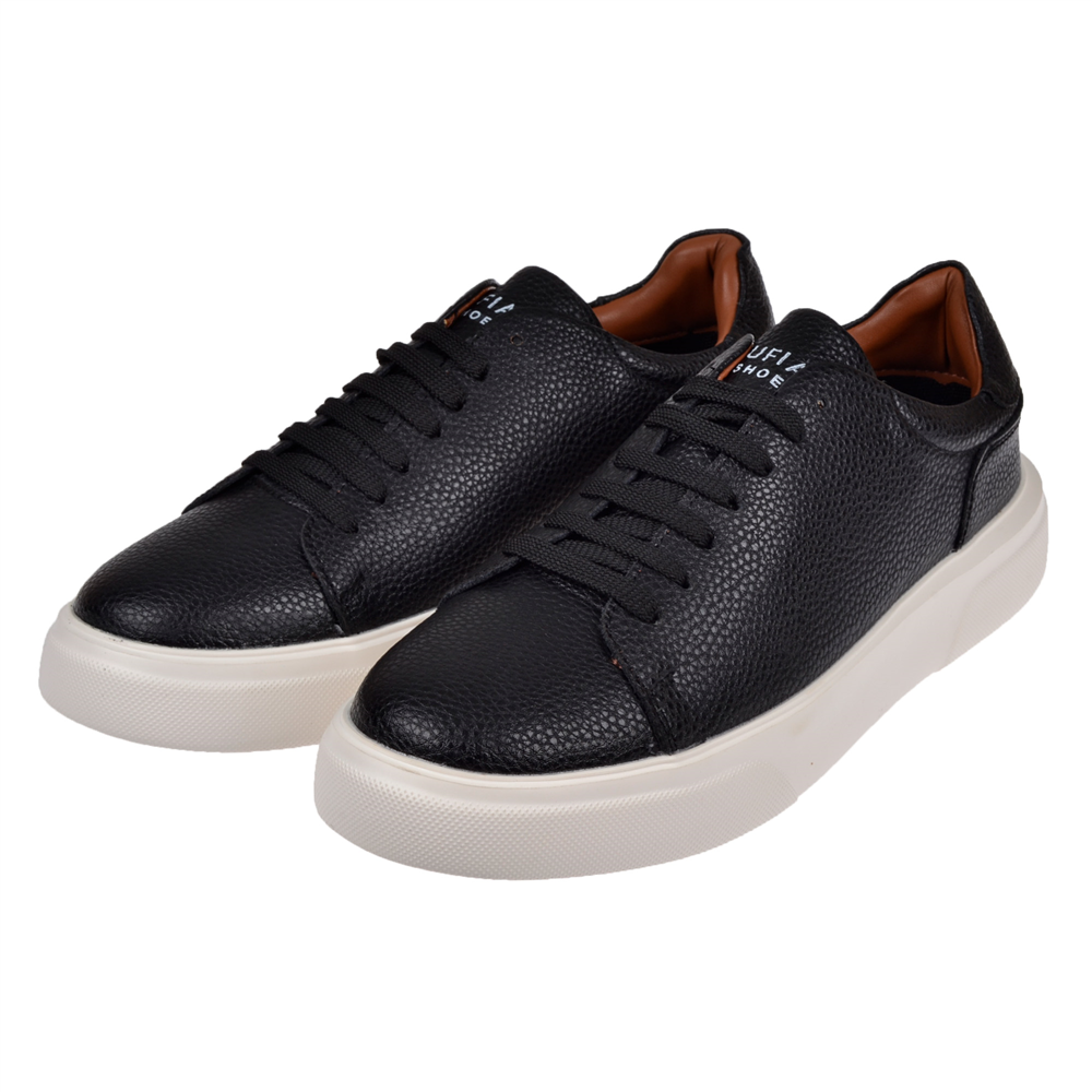Lufian Hakiki Deri Erkek Spor Ayakkabı Sneaker LUF-TOMMY SİYAH BEYAZ
