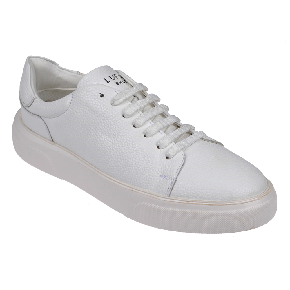 Lufian Hakiki Deri Erkek Spor Ayakkabı Sneaker LUF-TOMMY BEYAZ