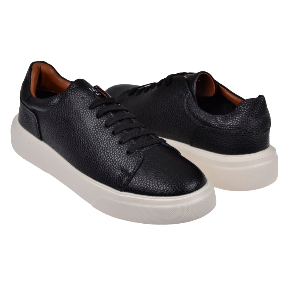 Lufian Hakiki Deri Erkek Spor Ayakkabı Sneaker LUF-TOMMY SİYAH BEYAZ